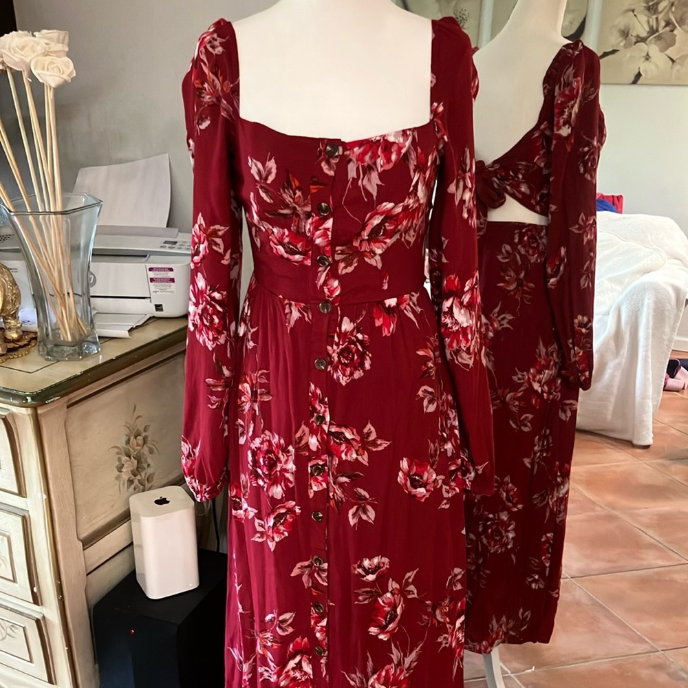 Floral Red Dress